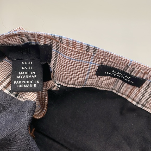 Men’s Brown Check Skinny Fit Trousers - Picture 4 of 5